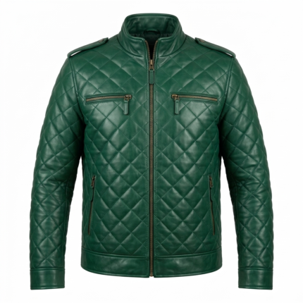 Premium Men's Green Quilted Leather Jackets Blackstone Jackets