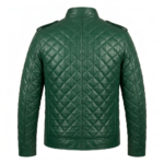 Premium Men's Green Quilted Leather Jackets Blackstone Jackets Back View