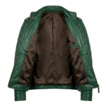Premium Men's Green Quilted Leather Jackets Blackstone Jackets Inner View
