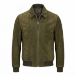 Premium Men's Olive Green Genuine Leather Suede Jacket Blackstone Jackets