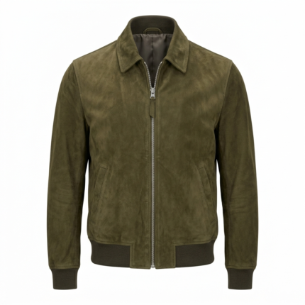 Premium Men's Olive Green Genuine Leather Suede Jacket Blackstone Jackets
