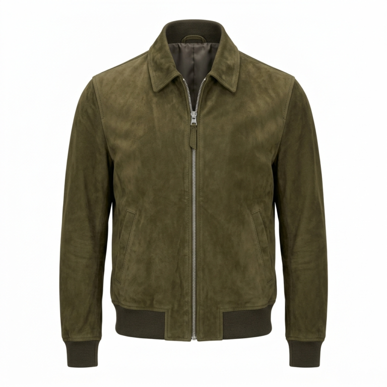 Premium Men's Olive Green Genuine Leather Suede Jacket Blackstone Jackets