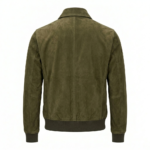 Premium Men's Olive Green Genuine Leather Suede Jacket Blackstone Jackets Back View