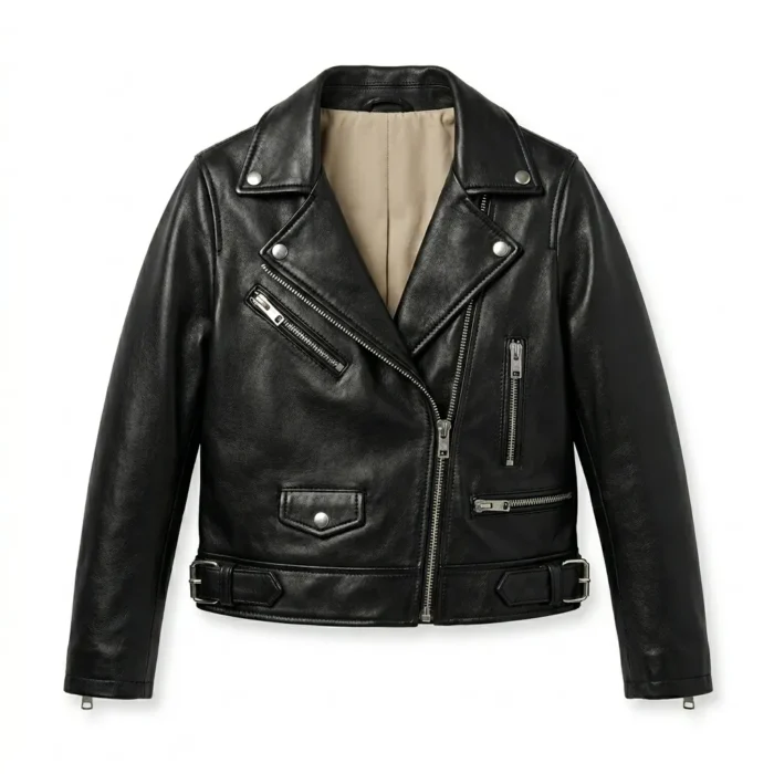 Prestige Girls Kids Black Leather Biker Leather Jacket Blackstone Jackets
