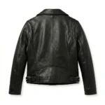 Prestige Girls Kids Black Leather Biker Leather Jacket Blackstone Jackets Back View