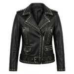 Prestige Women's Black Studded Leather Jacket Blackstone Jackets