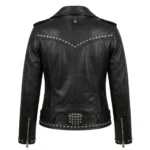 Prestige Women's Black Studded Leather Jacket Blackstone Jackets Back View