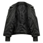 Prestige Women's Black Studded Leather Jacket Blackstone Jackets Inner View
