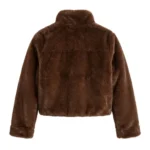 Professional Grade Girls Kids Brown Faux Fur Jacket Blackstone Jackets Back View