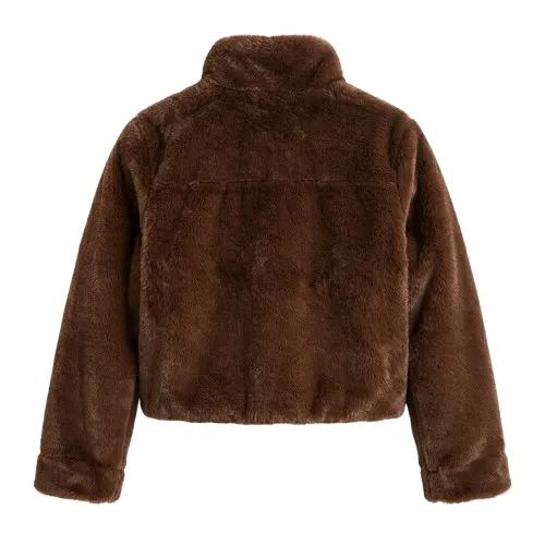 Professional Grade Girls Kids Brown Faux Fur Jacket Blackstone Jackets Back View