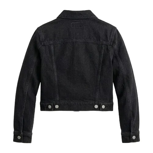 Refined Girls Kids Black Denim Jacket Outerwear Blackstone Jackets Back View