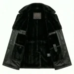 Refined Men's Black Leather Belted Fur Collar Coat Sale | Blackstone Jackets