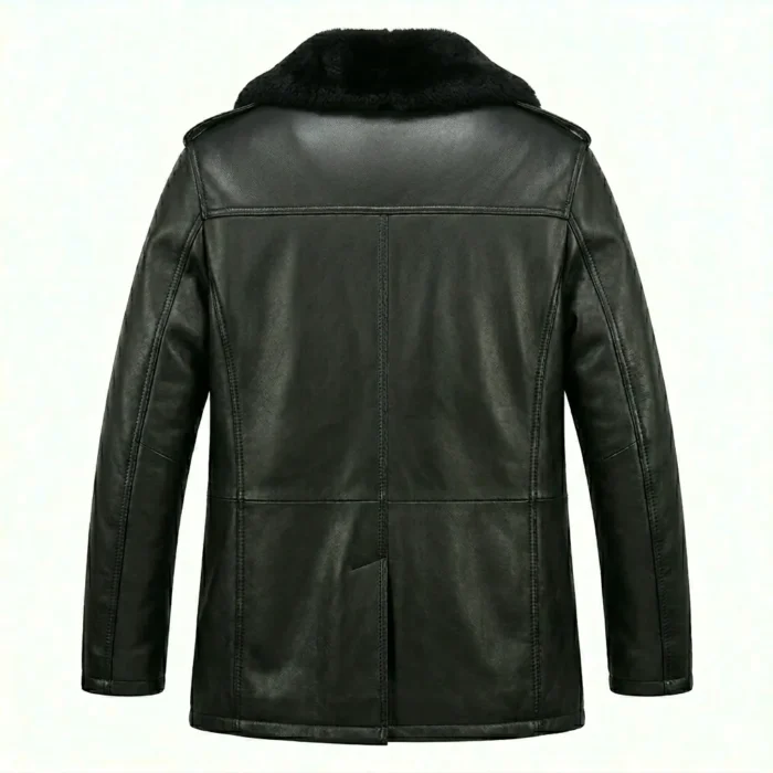Refined Men's Black Leather Belted Fur Collar Coat Sale | Blackstone Jackets