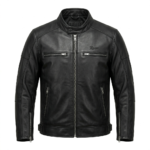 Refined Men's Black Leather Racer Jacket Blackstone Jackets