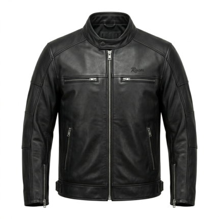 Refined Men's Black Leather Racer Jacket Blackstone Jackets