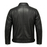 Refined Men's Black Leather Racer Jacket Blackstone Jackets Back View