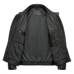 Refined Men's Black Leather Racer Jacket Blackstone Jackets Inner View
