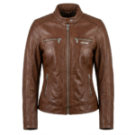 Refined Women's Brown Leather Café Racer Jacket Blackstone Jackets
