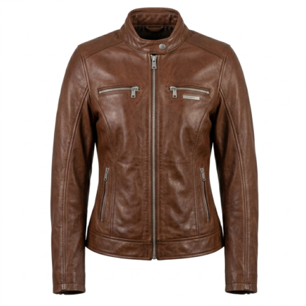 Refined Women's Brown Leather Café Racer Jacket Blackstone Jackets
