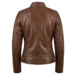 Refined Women's Brown Leather Café Racer Jacket Blackstone Jackets Back View