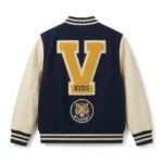 Signature Boys Kids Navy Wool Varsity Jacket Blackstone Jackets Back View
