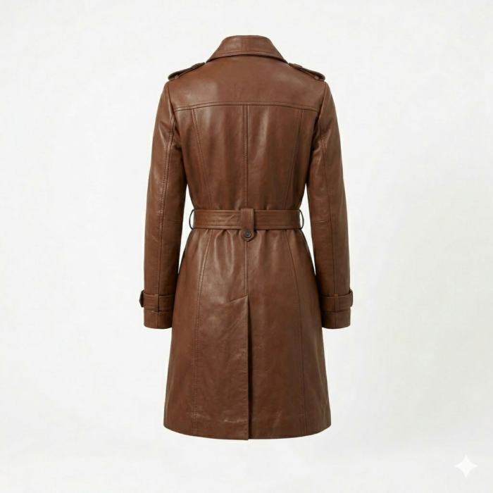 Superior Brown Leather Coats For Women Blackstone Jackets back view