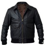 Superior Men's Black Military Leather Jacket Blackstone Jackets