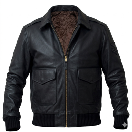 Superior Men's Black Military Leather Jacket Blackstone Jackets