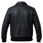 Superior Men's Black Military Leather Jacket Blackstone Jackets Back View