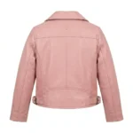 Top-Tier Girls Kids Pink Leather Jacket Apparel Blackstone Jackets Back View