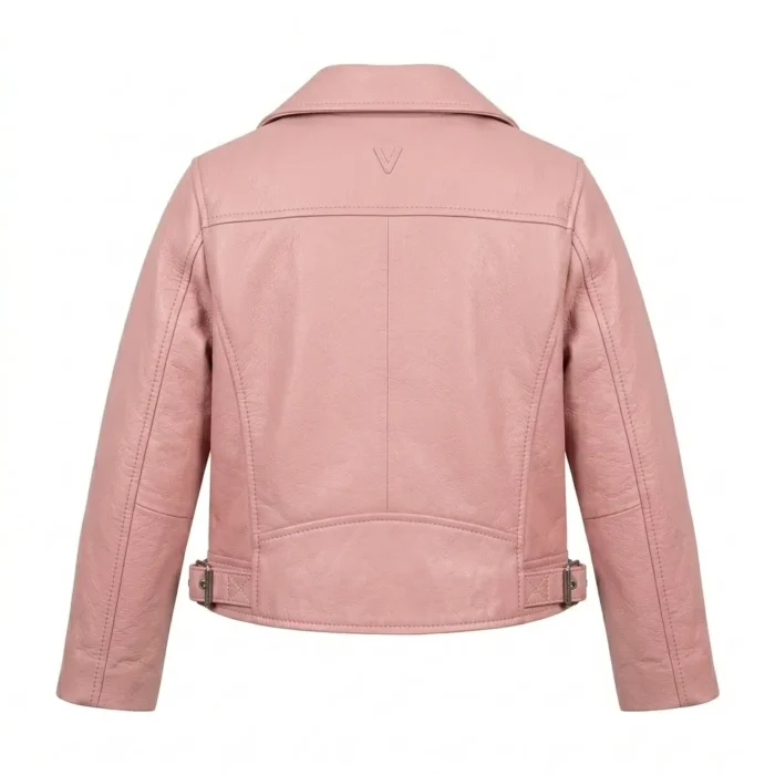 Top-Tier Girls Kids Pink Leather Jacket Apparel Blackstone Jackets Back View