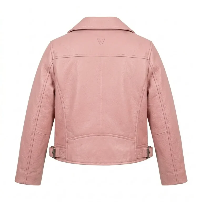 Top-Tier Girls Kids Pink Leather Jacket Apparel Blackstone Jackets Back View
