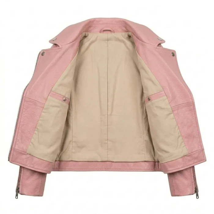 Top-Tier Girls Kids Pink Leather Jacket Apparel Blackstone Jackets Inner View