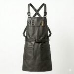 Handcrafted Dark Gray Genuine Leather Barber Apron | Blackstone Jackets