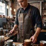 Handmade Brown Genuine Leather Bartender Apron Men's Workwear | Blackstone Jackets - Image 4