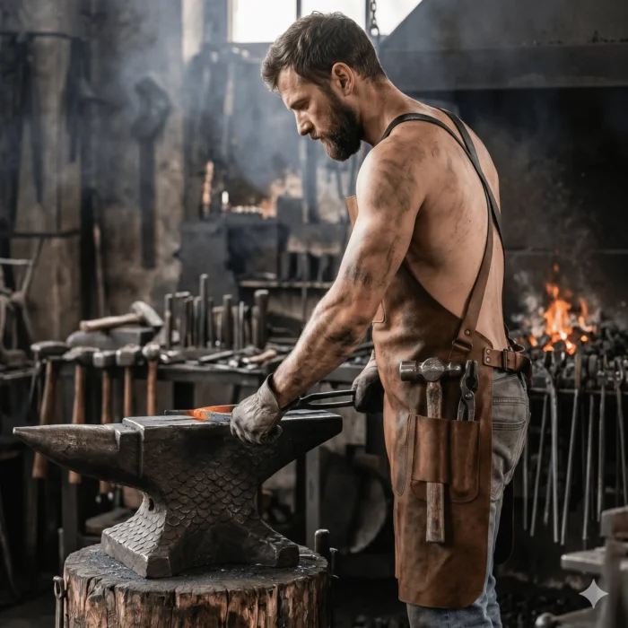 Handcrafted Genuine Leather Blacksmith Apron Men's Workwear | Blackstone Jackets - Image 5