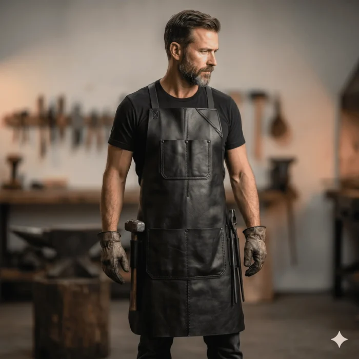 Handcrafted Genuine Leather Blacksmith Apron Men's Workwear | Blackstone Jackets - Image 1