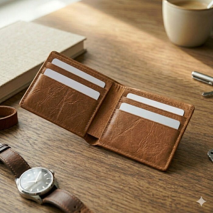Premium Tan Distressed Genuine Leather Card Holder | Blackstone Jackets - Image 1