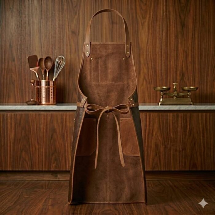 Luxury Two Tone Genuine Leather Chef Apron Men's Workwear | Blackstone Jackets - Image 2