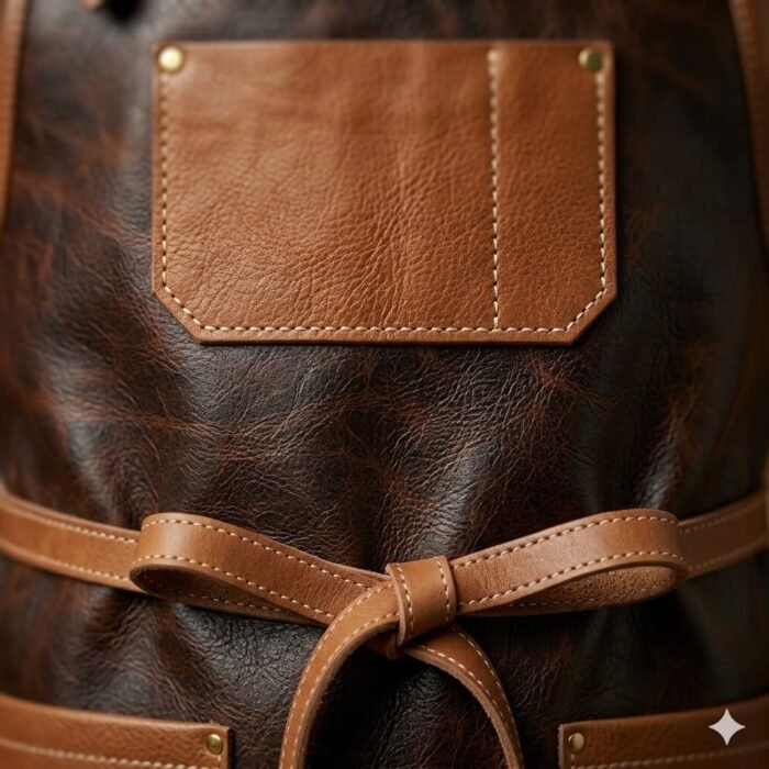 Luxury Two Tone Genuine Leather Chef Apron Men's Workwear | Blackstone Jackets - Image 4