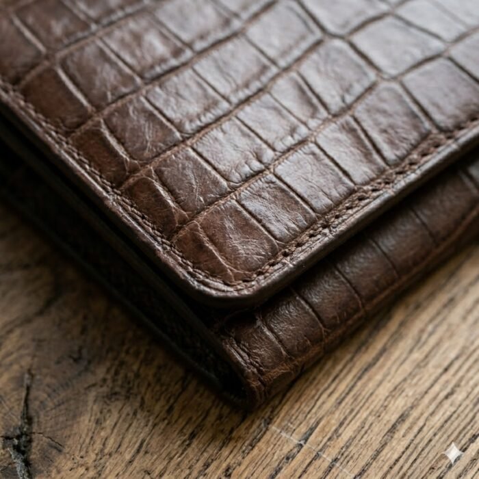 Luxury Brown Crocodile Embossed Wallet | Blackstone Jackets - Image 4