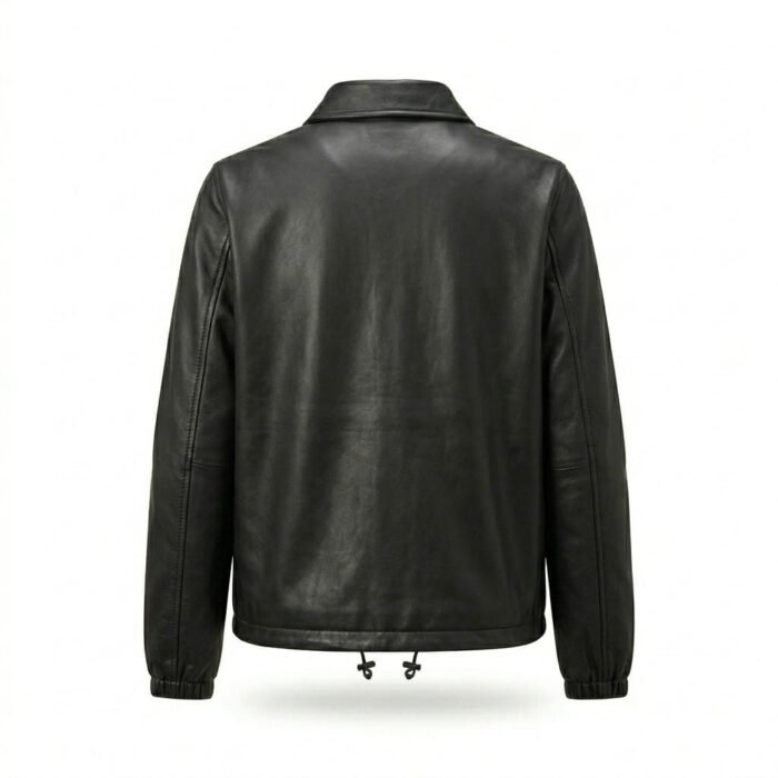 Streetwear Smooth Black Genuine Leather Coach Jacket for Women | Blackstone Jackets - Image 2