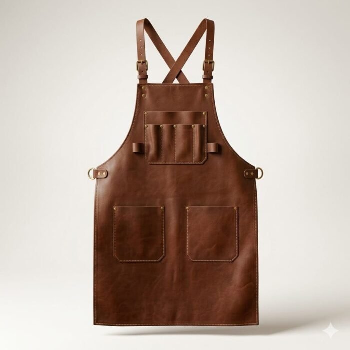 craftsman apron ffront Handcrafted Brown Genuine Leather Craftsman Apron for work | Blackstone Jackets - Image 1