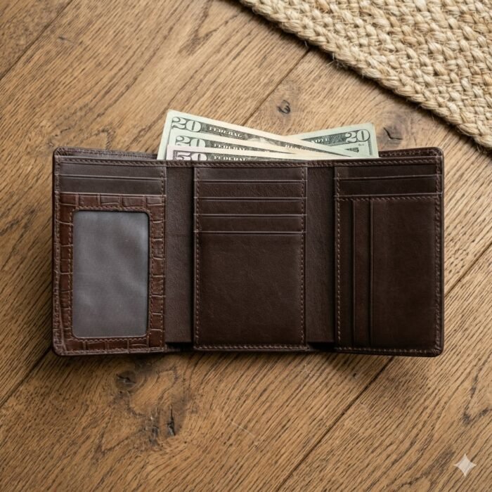 Luxury Brown Crocodile Embossed Wallet | Blackstone Jackets - Image 2