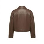 Minimalist Brown Genuine Leather Cropped Jacket for Women | Blackstone Jackets - Image 3
