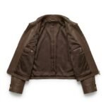 Minimalist Brown Genuine Leather Cropped Jacket for Women | Blackstone Jackets - Image 2