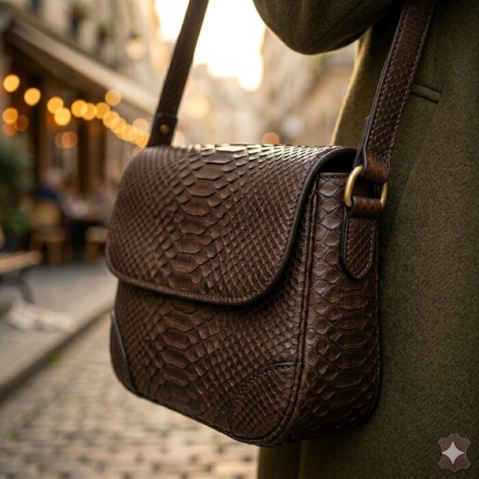 Handcrafted Genuine Leather Exotic Embossed Bag Women's Accessory | Blackstone Jackets - Image 5