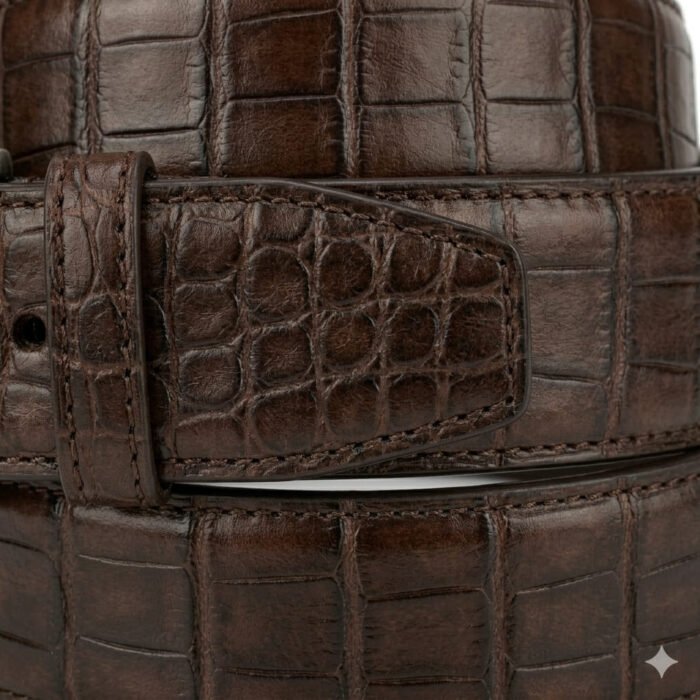Handmade Brown Genuine Leather Exotic Embossed Belt Men's Wear | Blackstone Jackets - Image 4