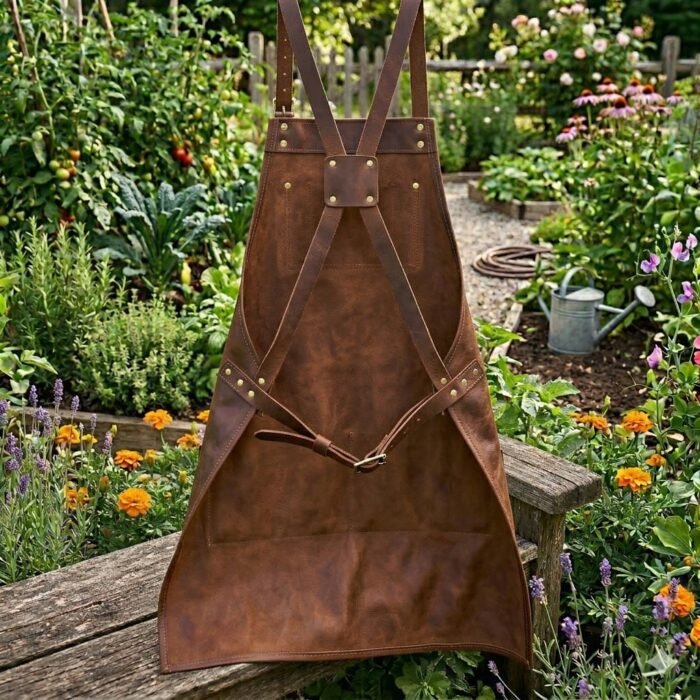Superior Brown Genuine Leather Gardener Apron | Blackstone Jackets - Image 2