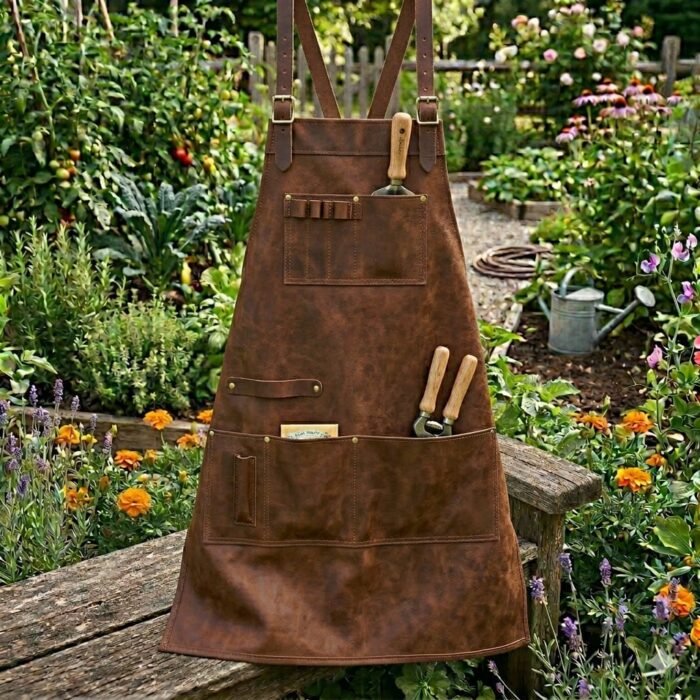 Superior Brown Genuine Leather Gardener Apron | Blackstone Jackets - Image 1